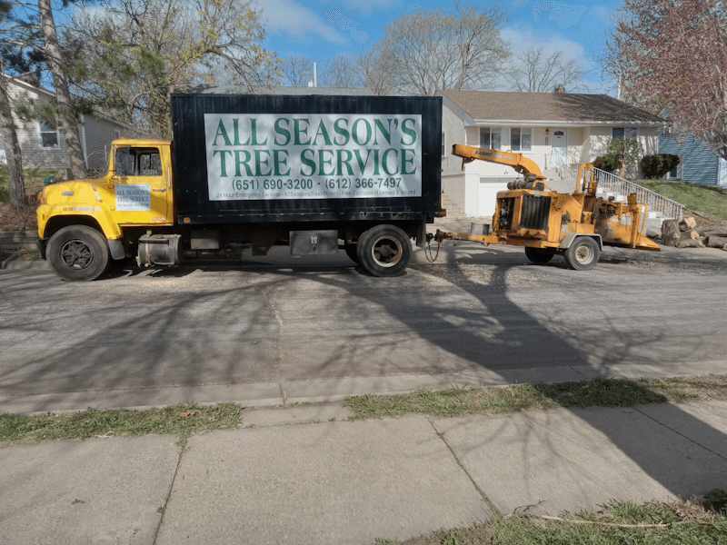 Truck with wood chipper